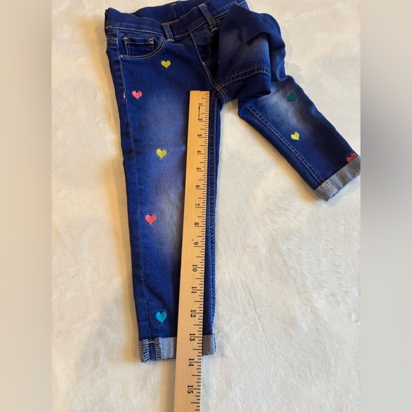 Wonder Nation Blue Denim Leggings with Colorful Heart Details Size 4T-5T - Picture 3 of 8